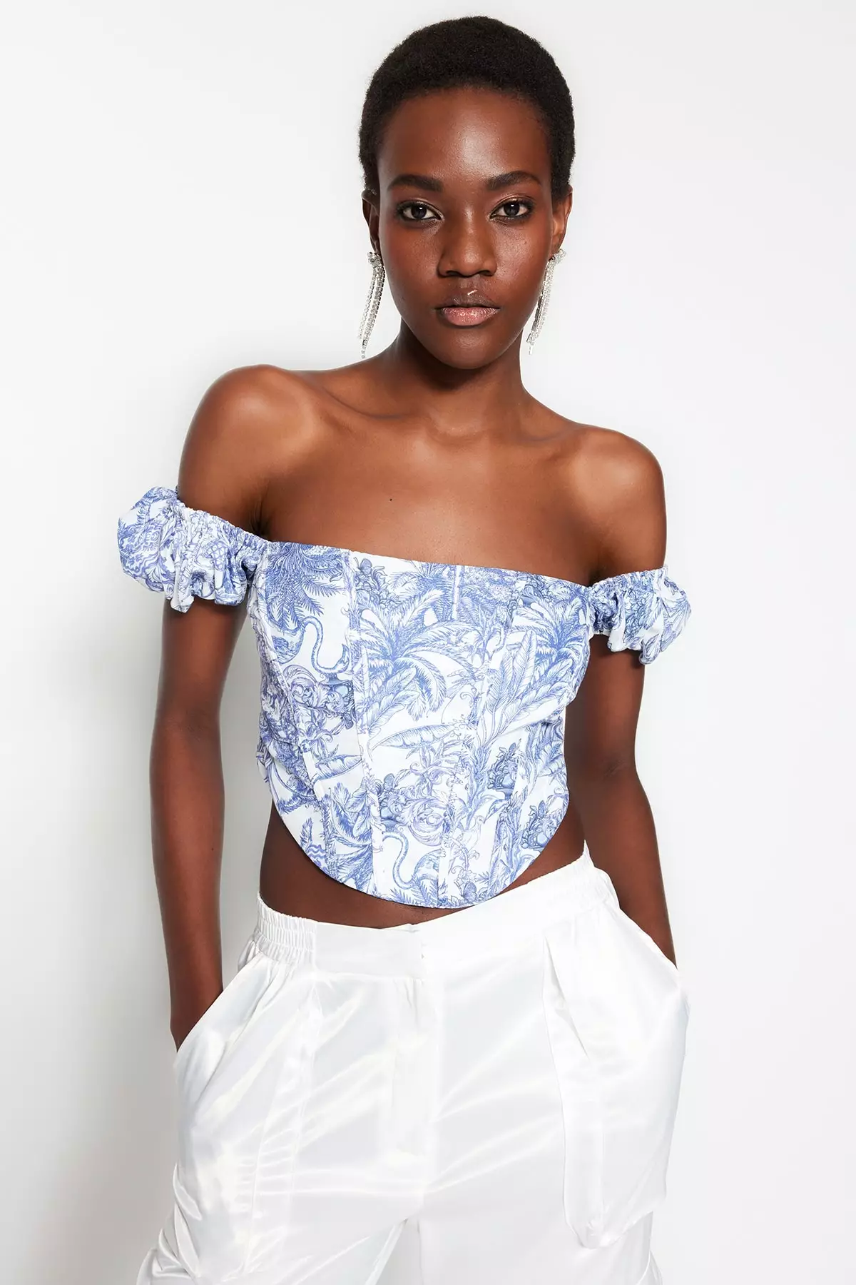 Buy Trendyol Corset Detailed Poplin Floral Bustier Top 2026 Online