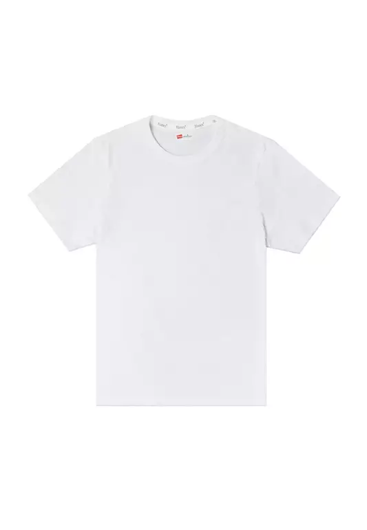 Hanes Mens White Round Neck T-Shirt