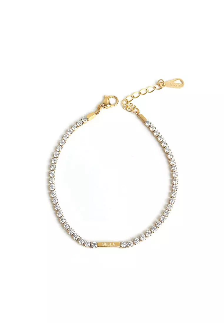Gold tennis bracelet cubic on sale zirconia
