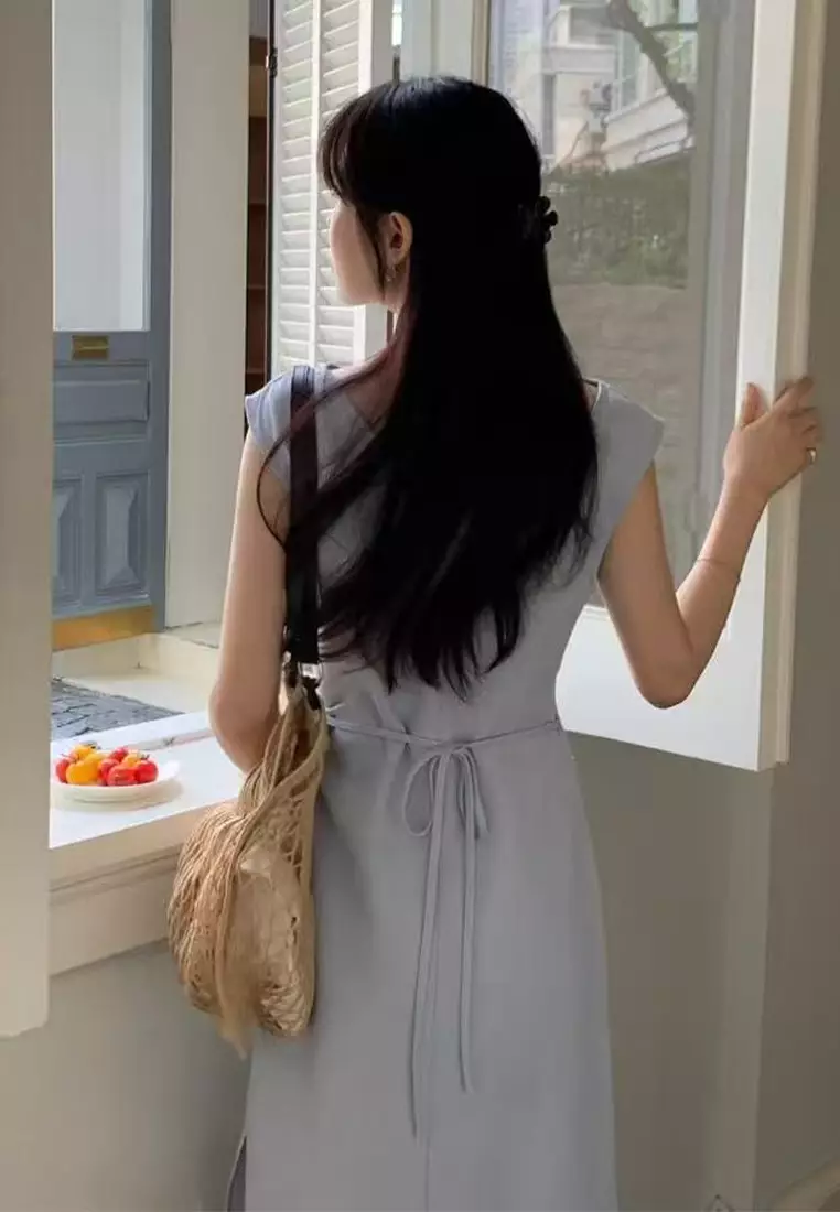 法式優雅氣質簡約開叉連衣裙CA25060334BL