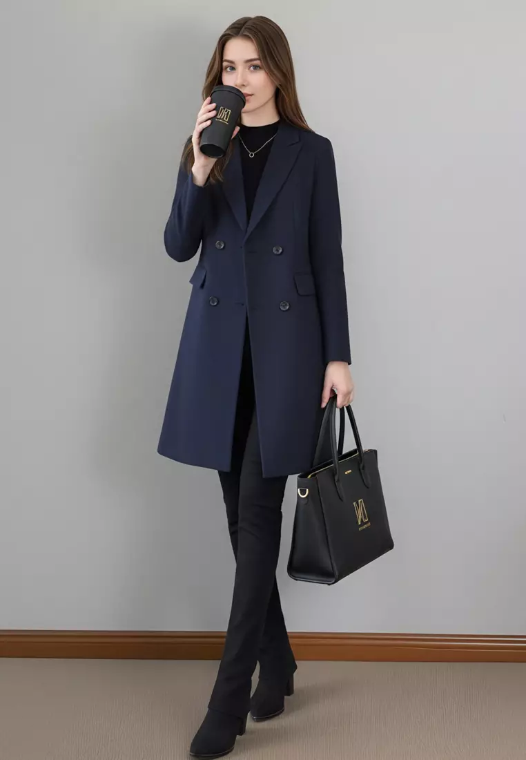 反領中長款修腰風褸西裝外套