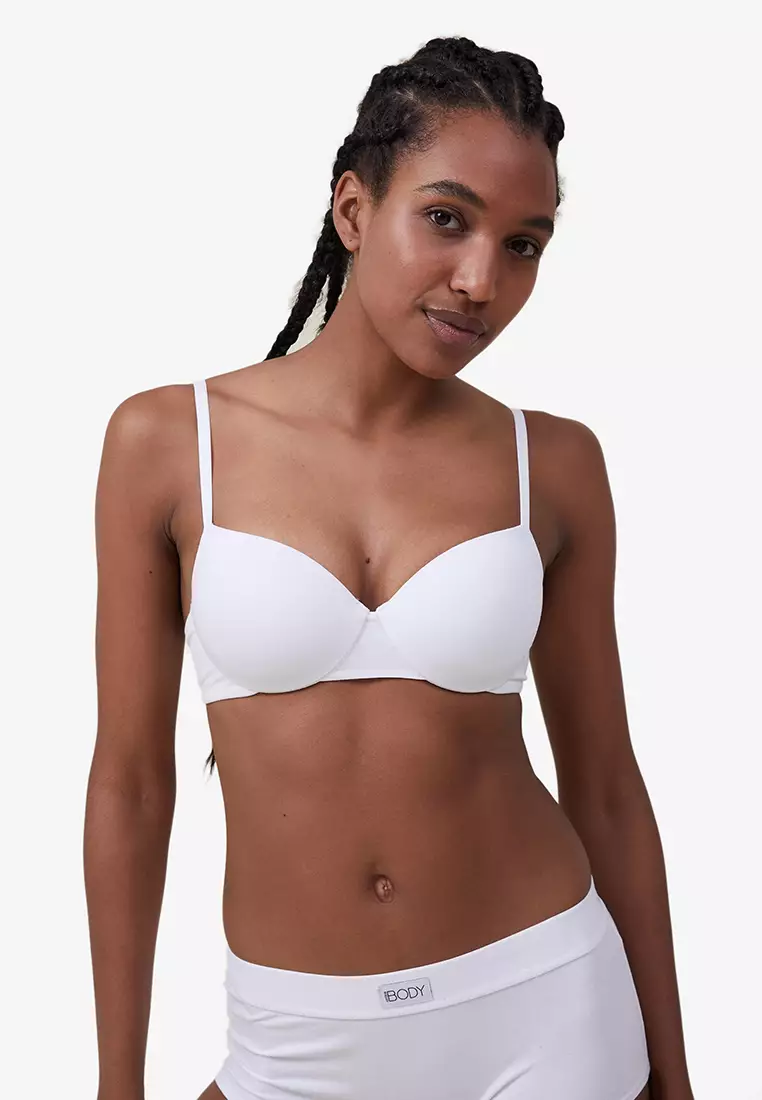 Buy online White Solid Cotton Bra from lingerie for Women by