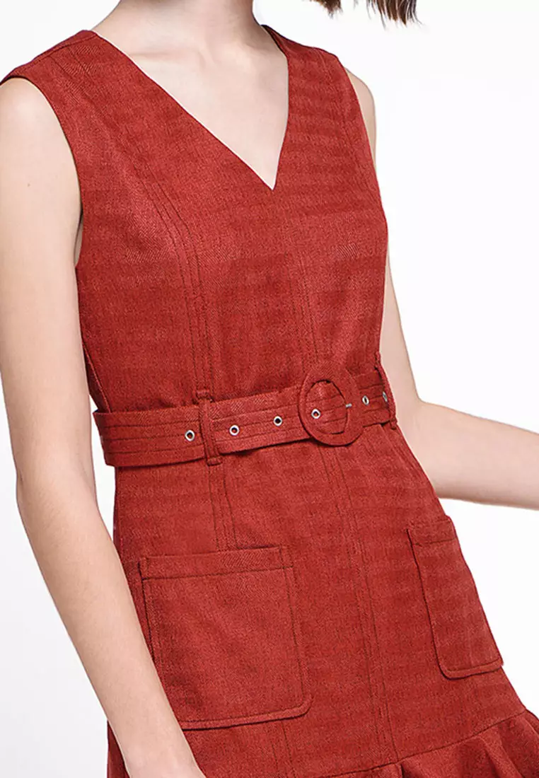 A-Line Tweed Dress With Belt