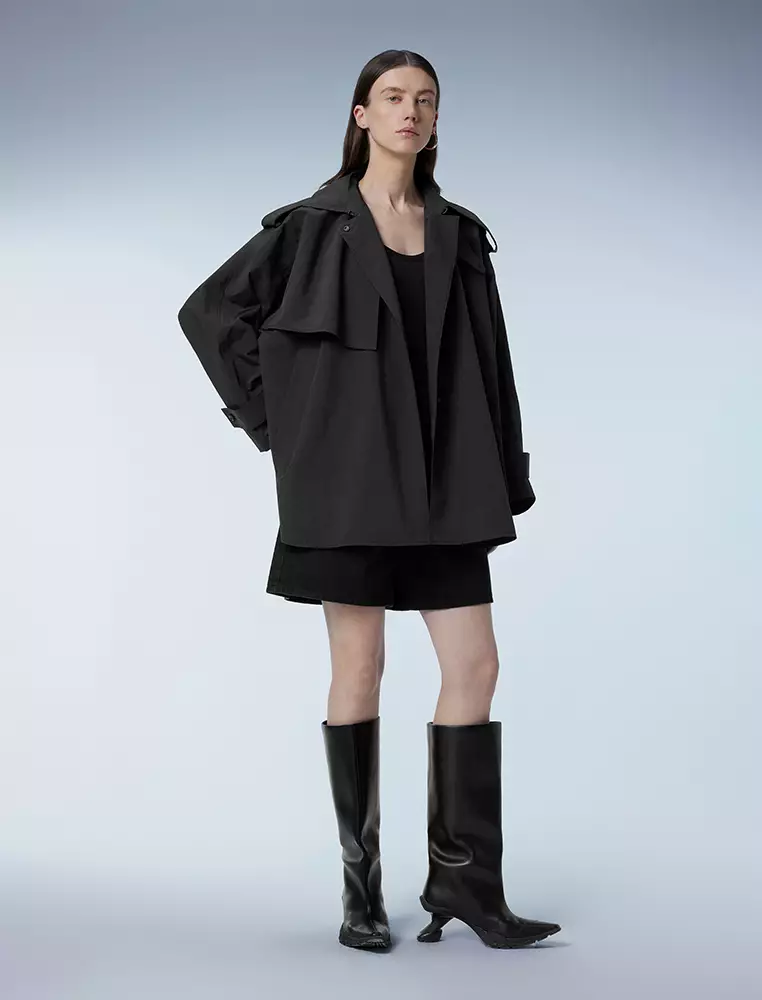 宽松长袖短款风衣