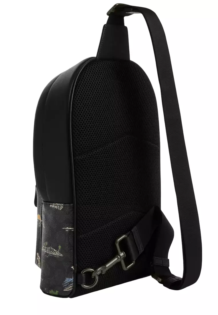 West Pack Bag In Signature Canvas With Surf Print - Charcoal Multi CBJ12