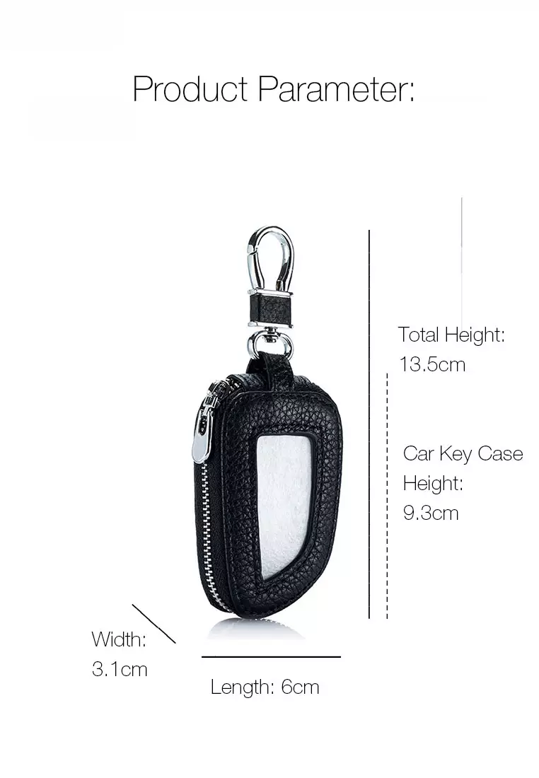 HAPPY FRIDAYS Full Grain Leather Zipper Car Key Case JW AN-3003