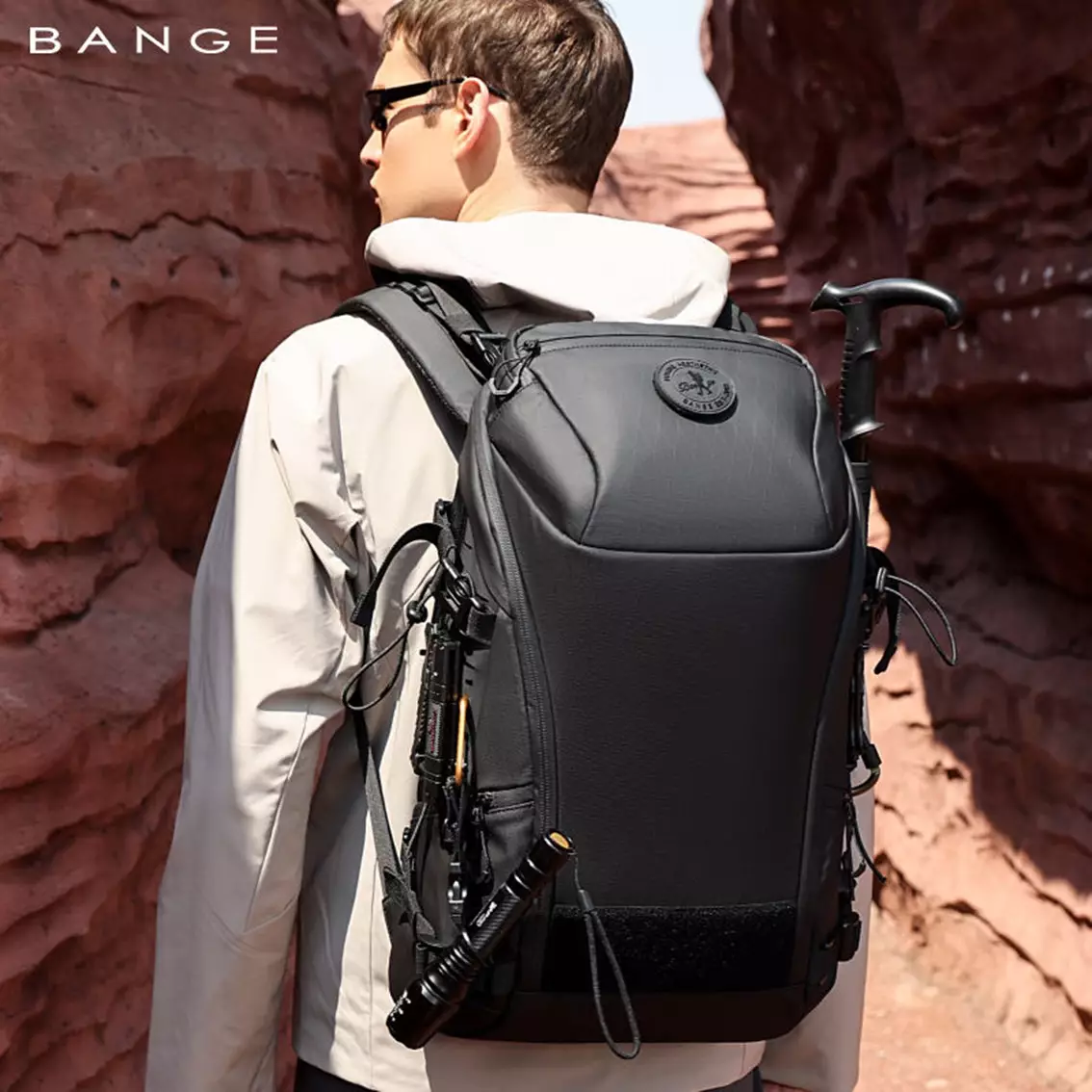 BANGE FW226 Premium Material Tas Ransel pria Laptop Kerja Backpack Pria Travel Camping Multifunction 15.6 Inch-BLACK