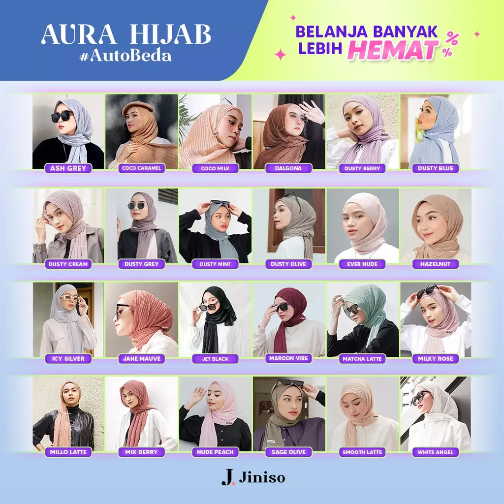 AURA Active Hijab Pashmina Flowy Plisket Breeze
