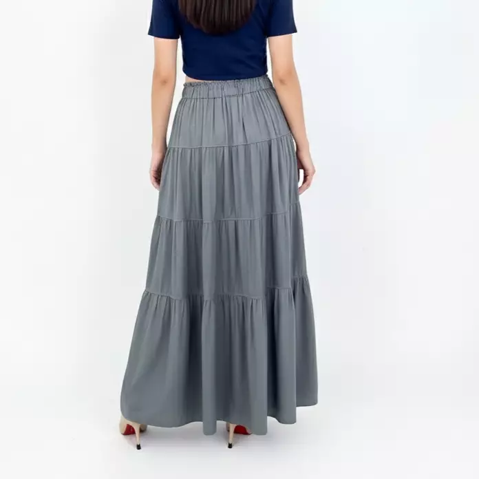 Alika Flare Skirt - Rok Katun Polos Panjang Wanita ABUABU