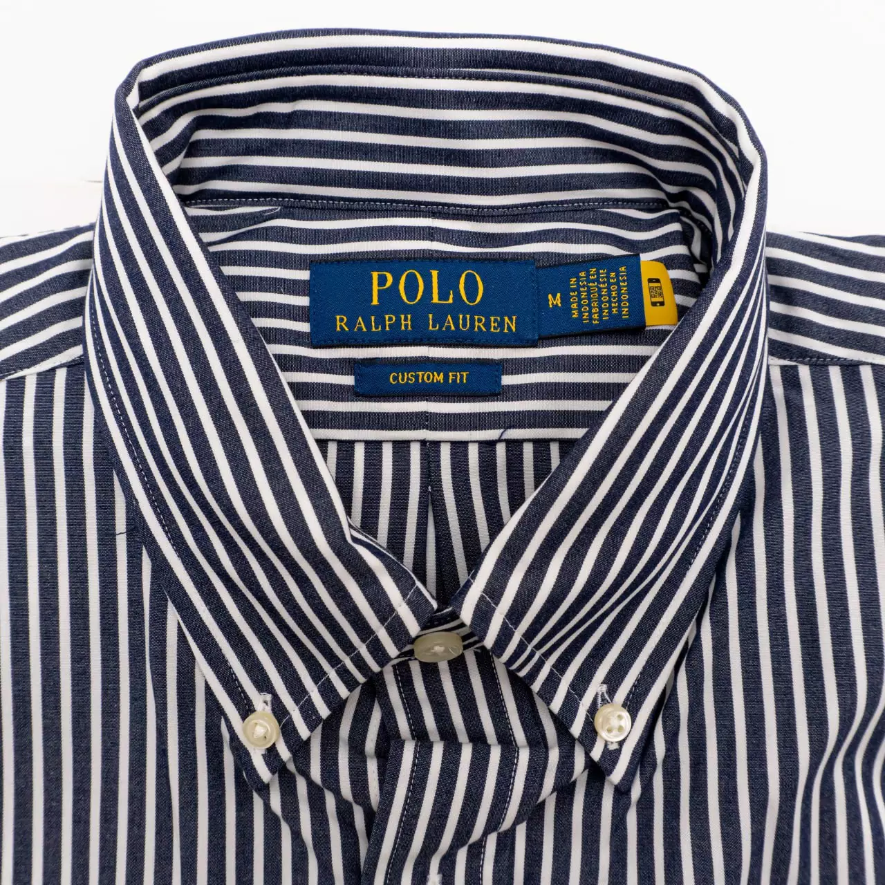 Striped Stretch Poplin Custom Fit Shirt Newport Navy White