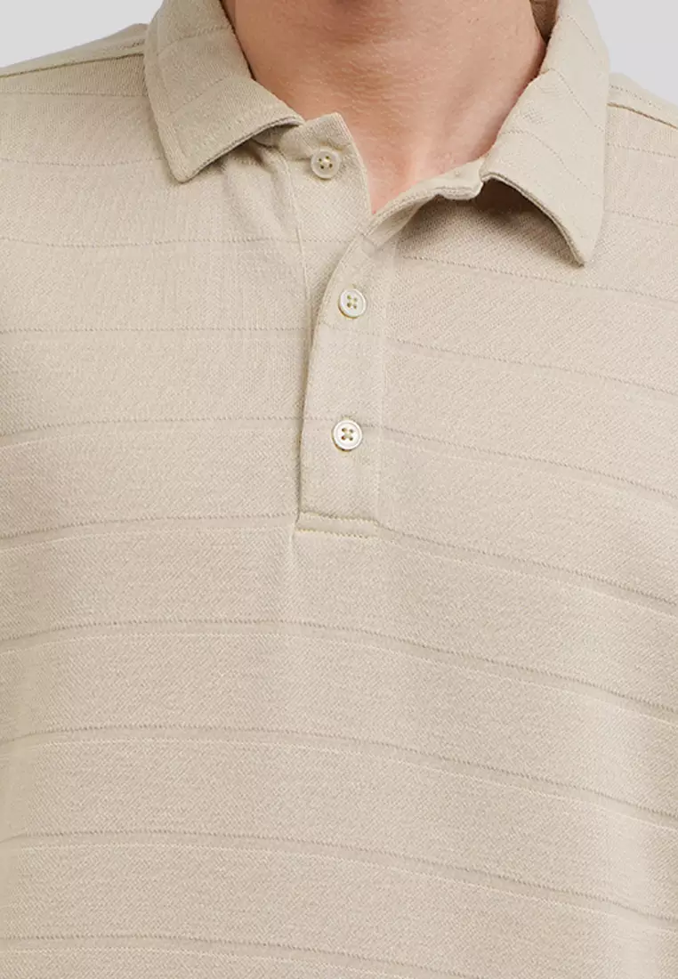 Textured Polo Shirt with Button