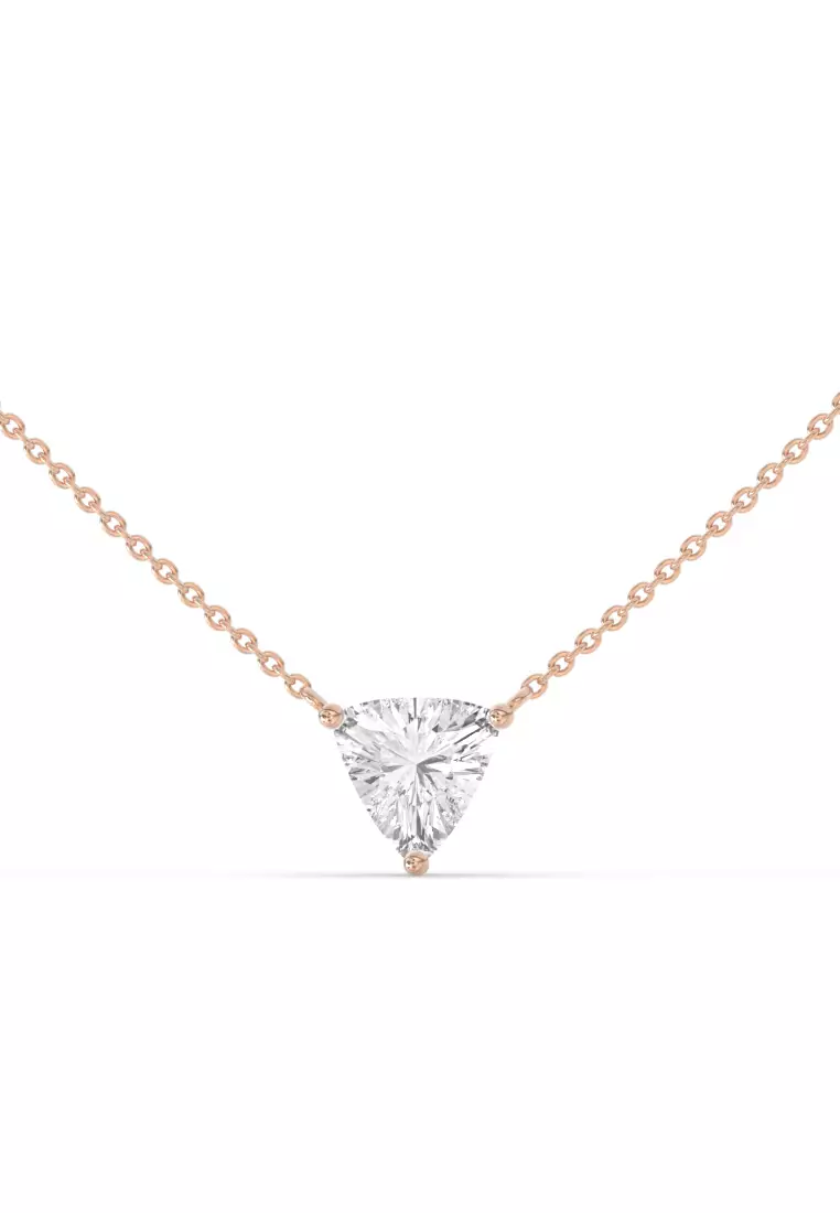 Modern Trillion Cut Lab Grown Diamond Pendant Necklace in 14K Rose Gold D/E-VVS/VS (1.05ct TDW)
