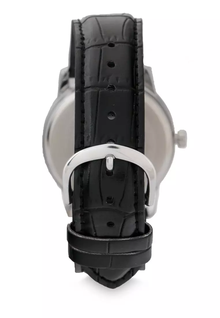Casio Jam Tangan Pria - Black Silver - Leather Strap - MTP-V002L-1BUDF