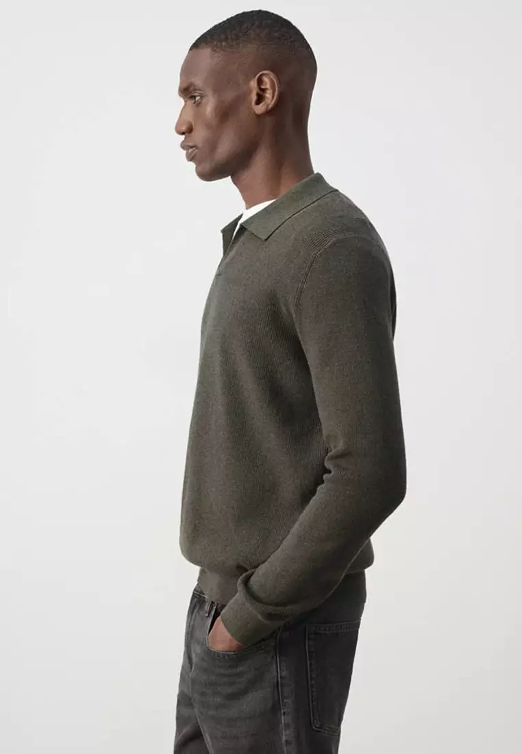 100% Cotton Ribbed Knit Polo Shirt