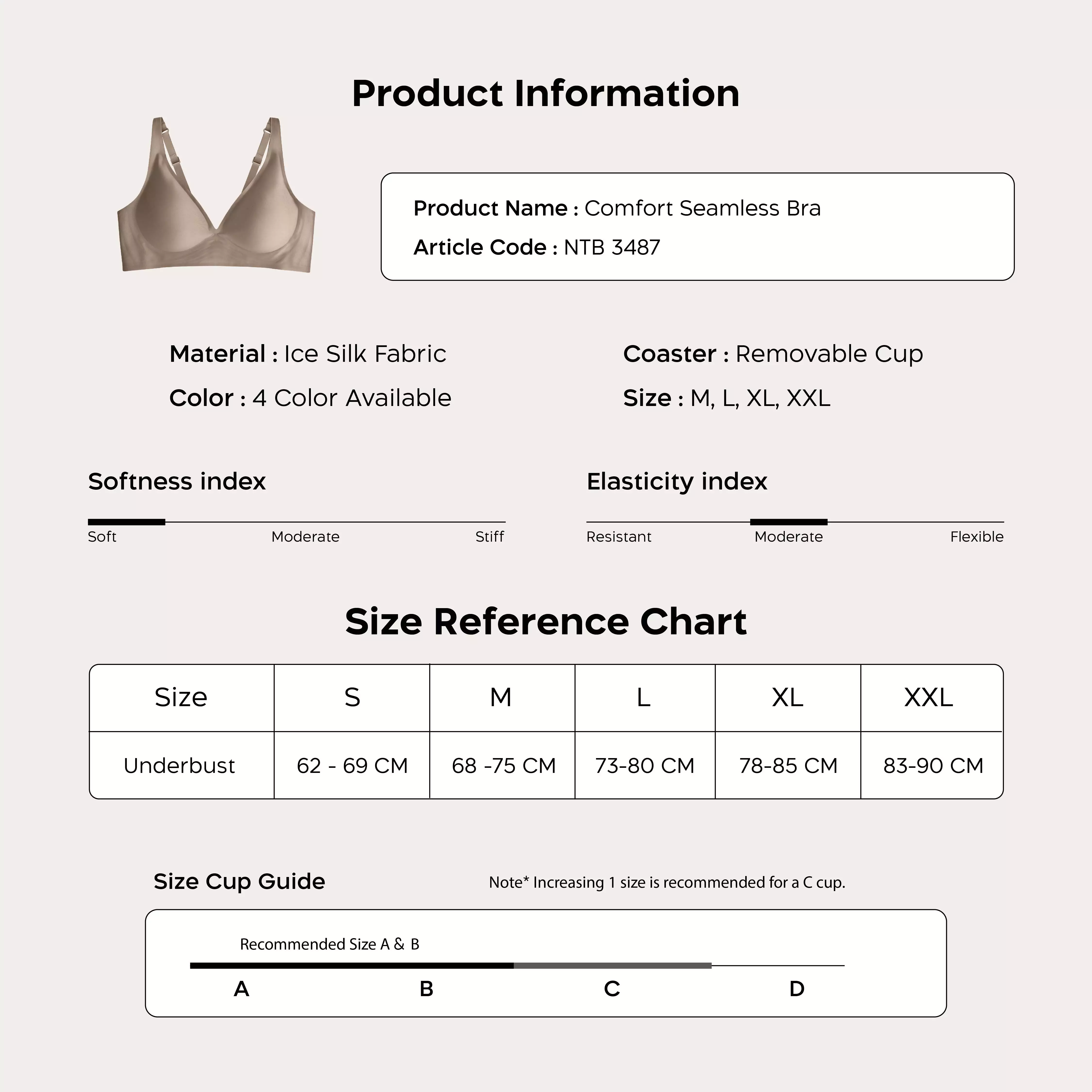 Nathalie V-Neck Seamless Bra NTB 3487 - Beige