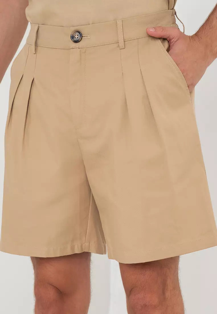 Mens pleated khaki shorts on sale