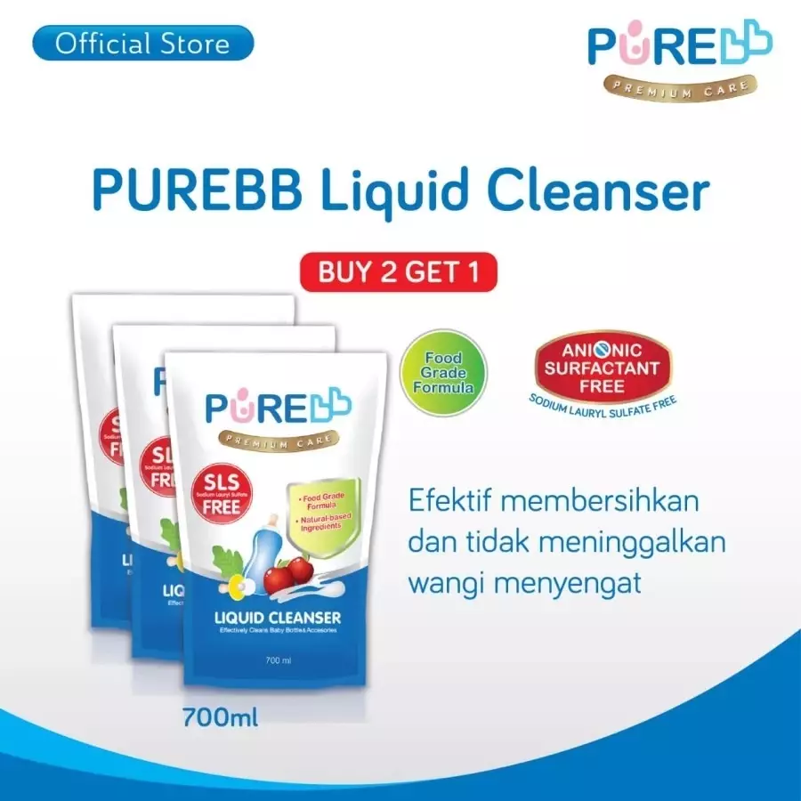 Pure BB Combo Buy 2 Free 1 - Pure BB Liquid Cleanser Refill - 700 ml Sabun Cuci Botol