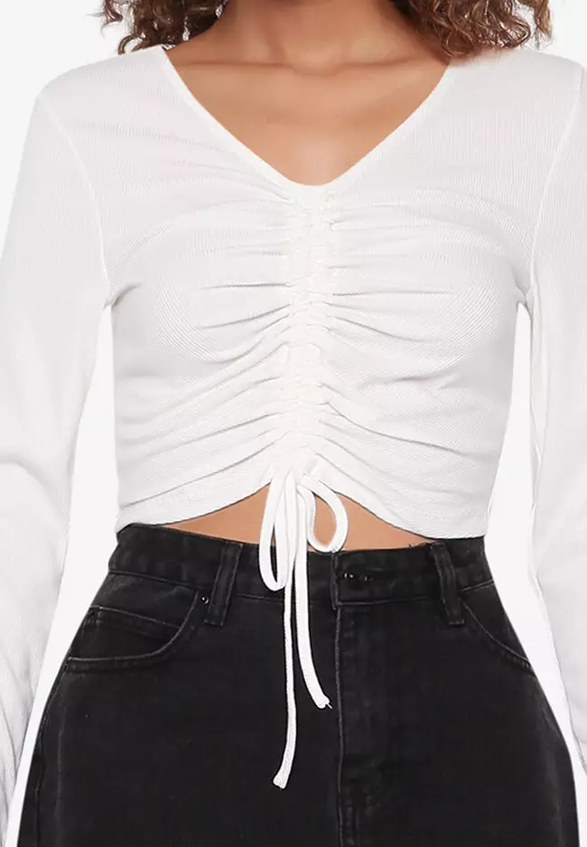 Shia Long Sleeves Ruching Short Top