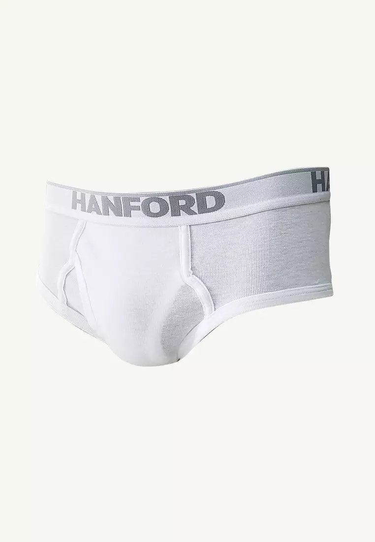 Premium Ribbed Cotton Modern Hipster Men's Briefs with Fly Opening Preston White 6in1 Pack