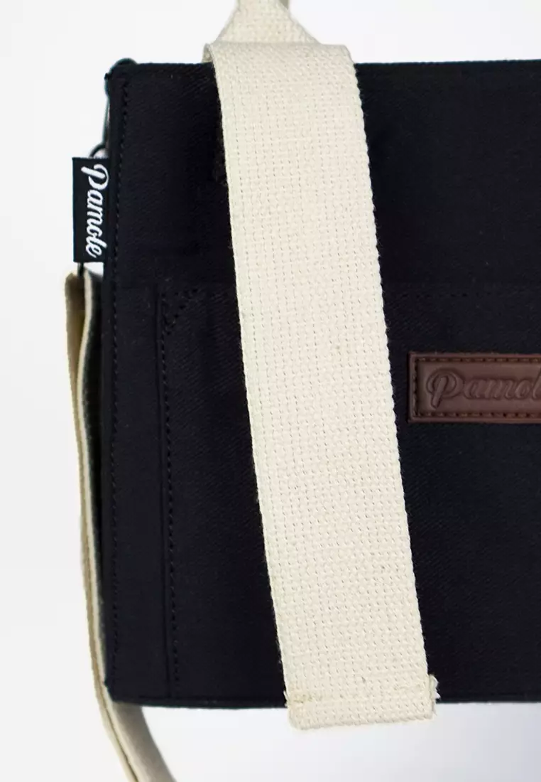 Tas Selempang Sling Bag Wanita Bahan Kanvas Penutup Resleting Rana Series - Hitam