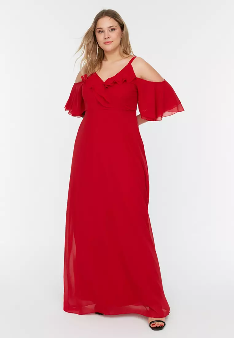 Plus Size Cold Shoulder Maxi Dress