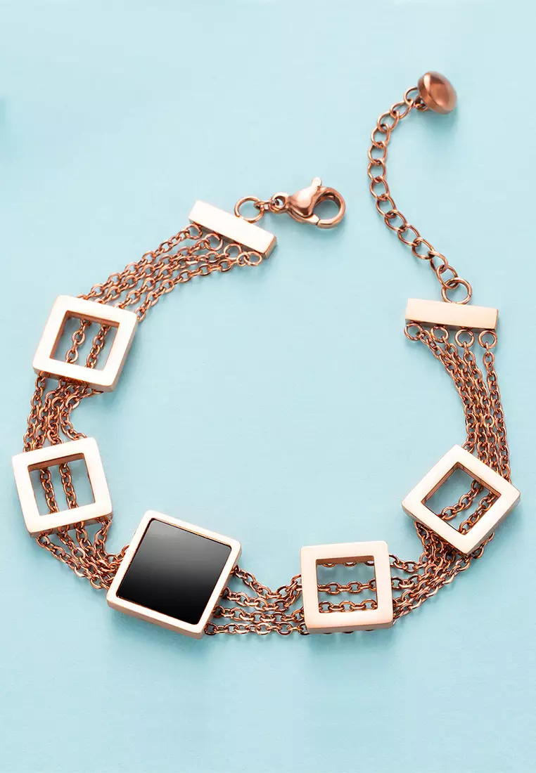 Glamourous Geometric Layered Chain Bracelet