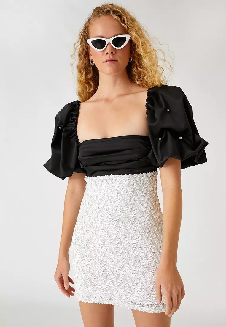 Puff Sleeves Mini Dress