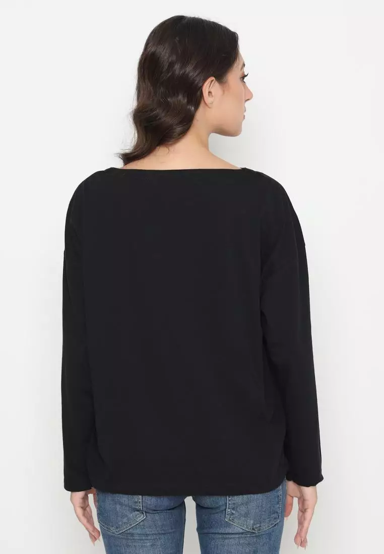 Matsuda Kaos Oversize Polos Wanita Lengan Panjang T Shirt Olive