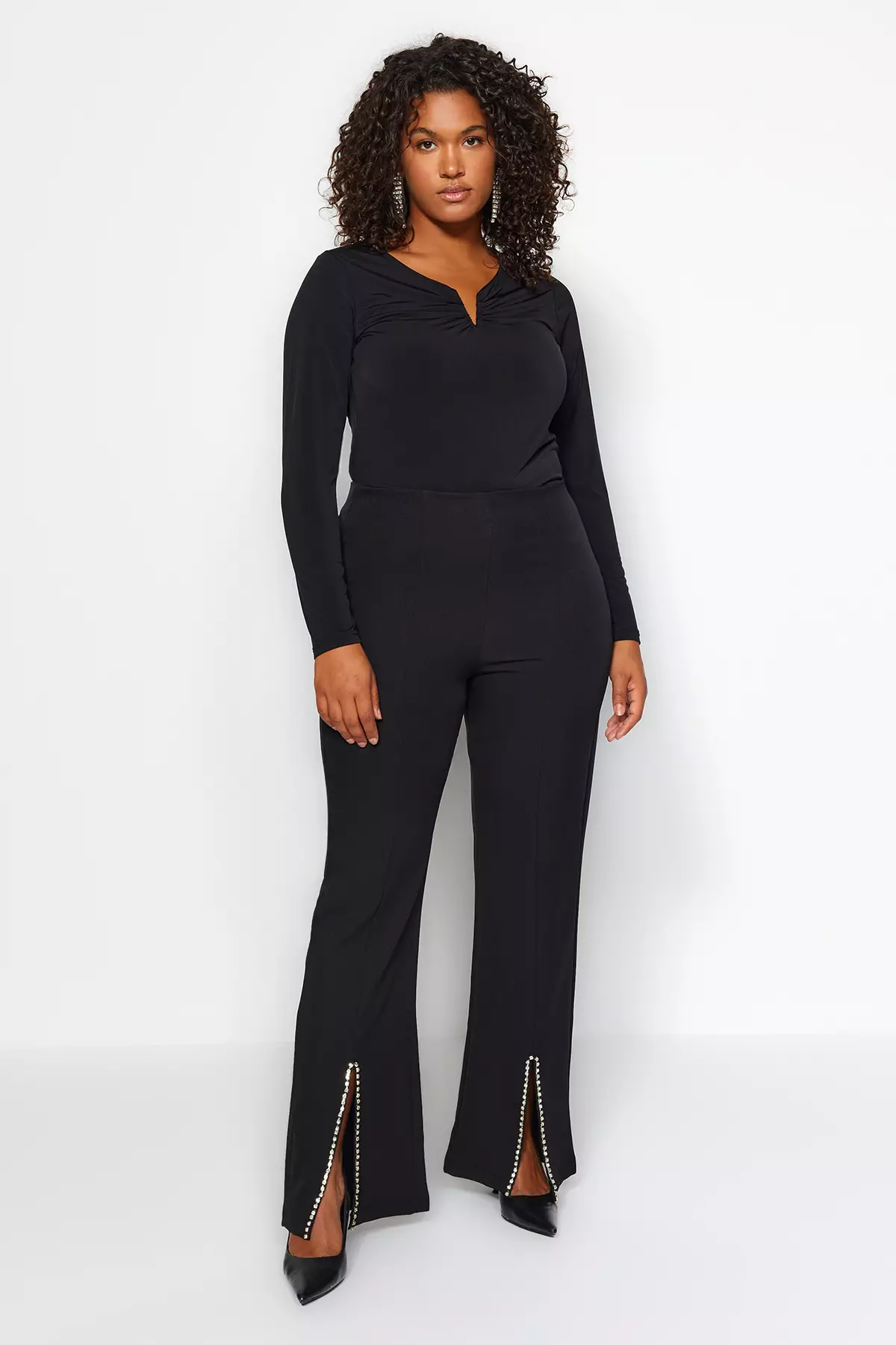 Buy Trendyol Plus Size Wide Leg Woven Trousers Online