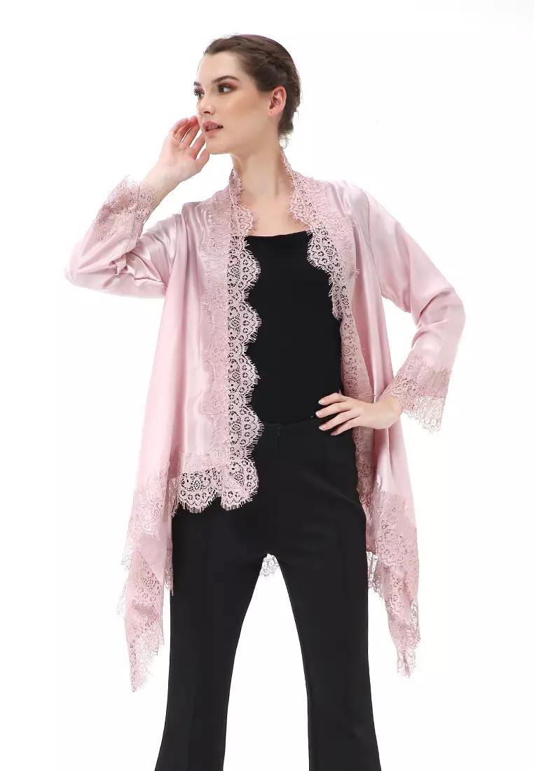 Reine Atasan Wanita Outer Kebaya Traditional Design Material Silk ORIGINAL - Dusty Pink