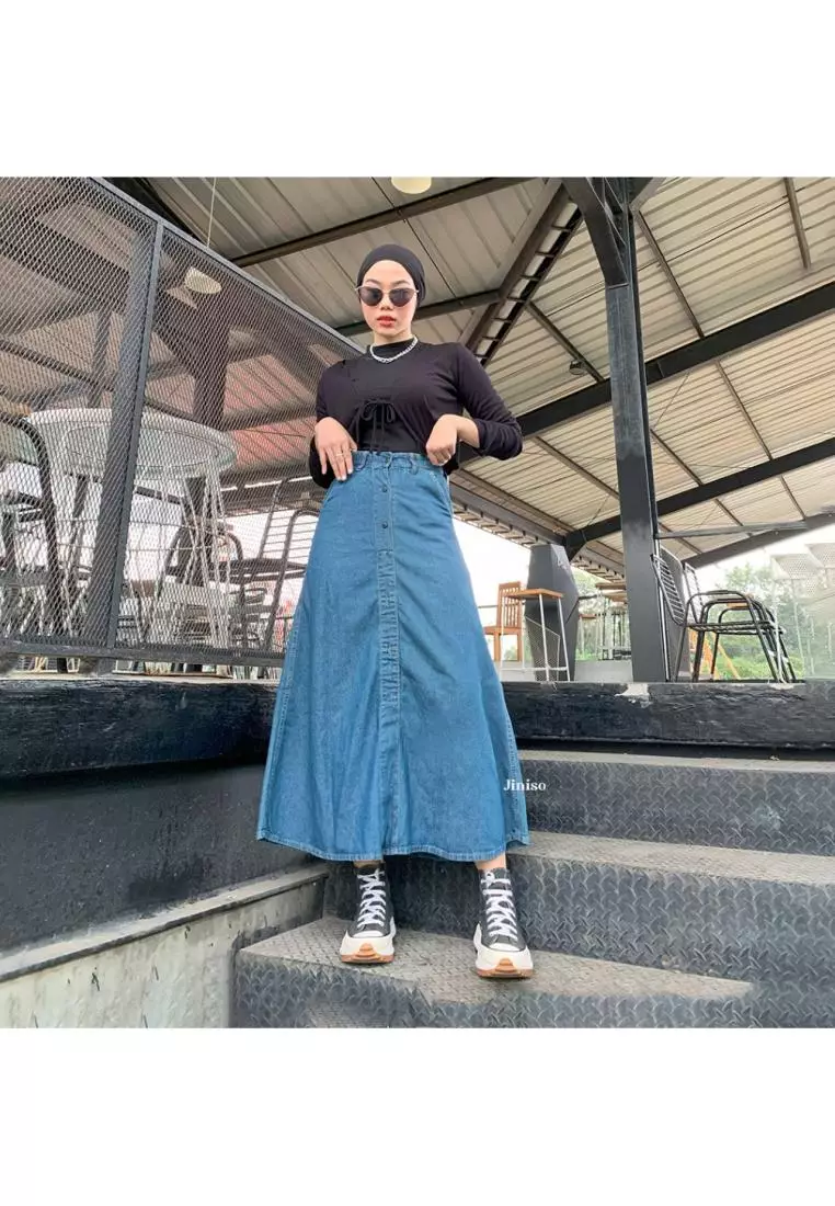 Highwaist Rok Slit Jeans Panjang 996 SEVENTY