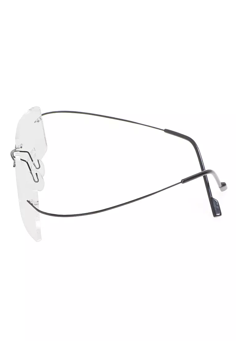 Mackenzie Frame Kacamata Pria Wanita Frameless Titanium Ultra Light ORIGINAL - Black