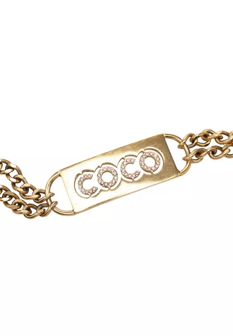Pre-Loved Chanel CC Gold Plated Double Chain Belt CHANEL | Accessories | Preloved Chanel Cc Gold Plated Strass  main image 3