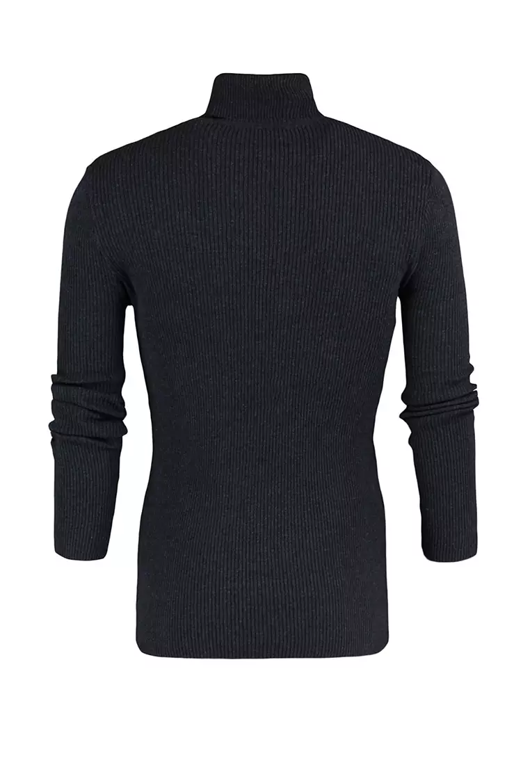 Slim Fit Turtleneck Corduroy Knit Sweater