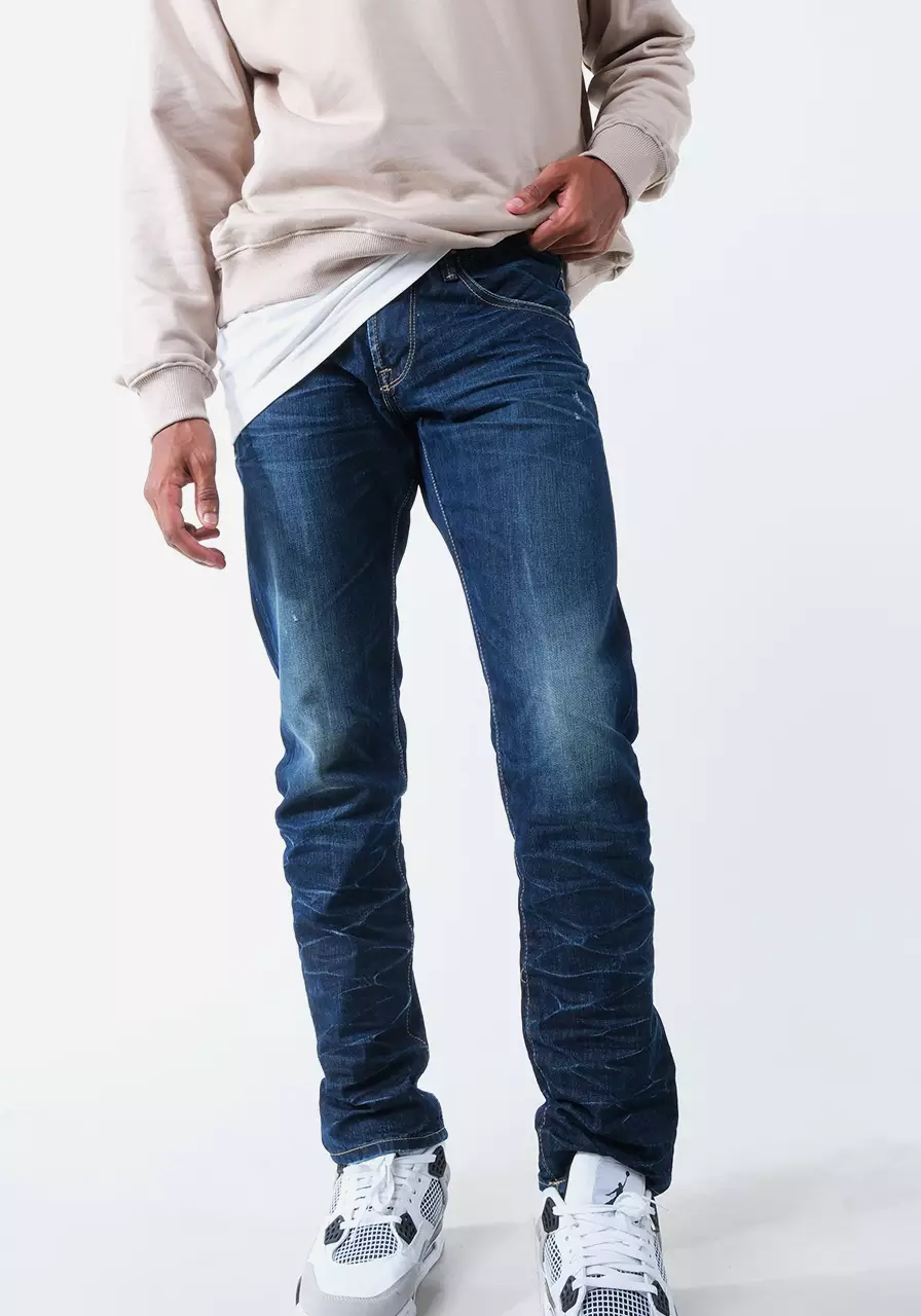 Celana Panjang Jeans Pria Regular A4 Series Medium Blue