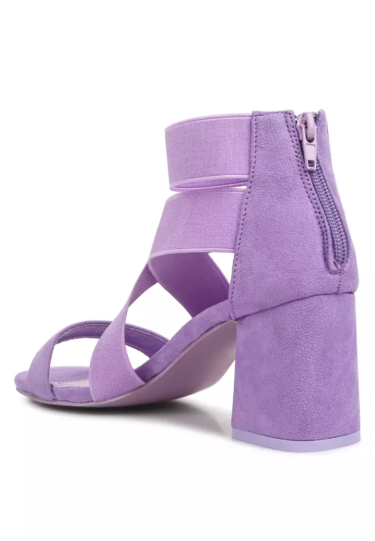 Buy London Rag Elastic Strappy Block Heel Sandals in Lilac 2024