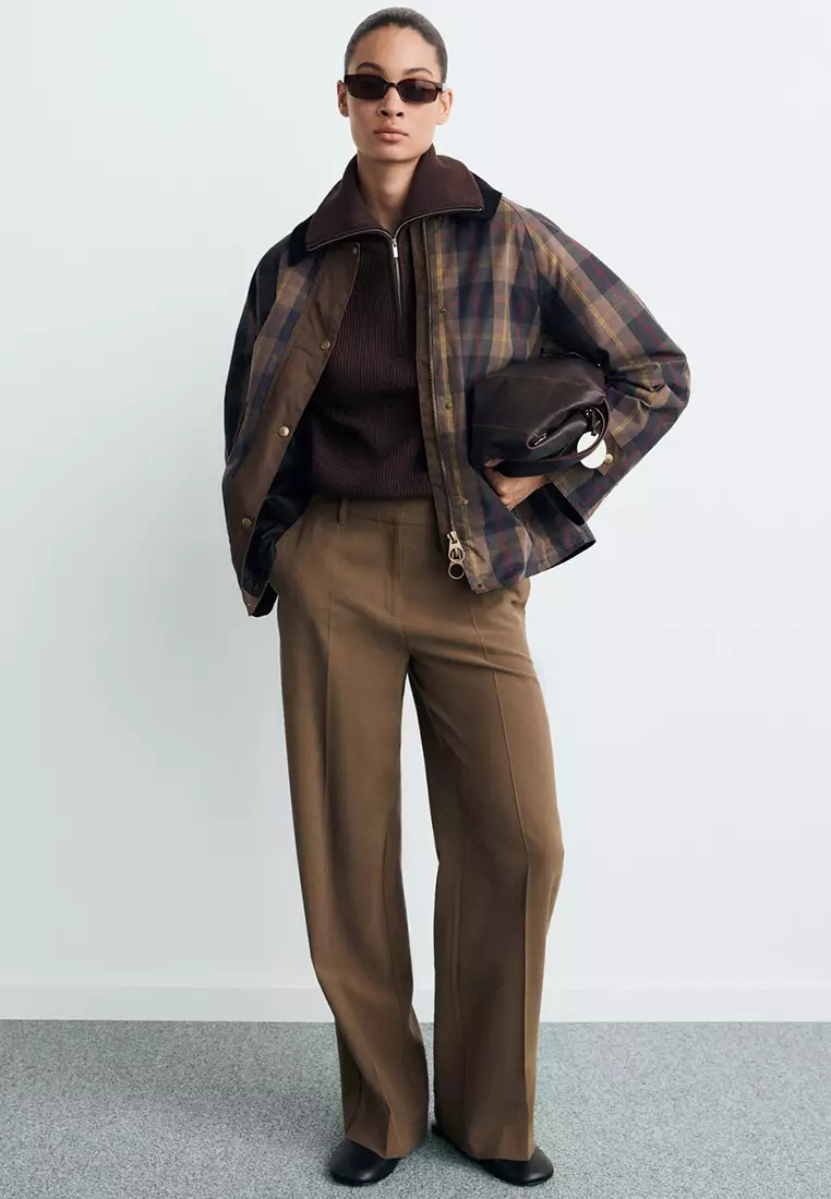 Checked Parka With Contrasting Collar