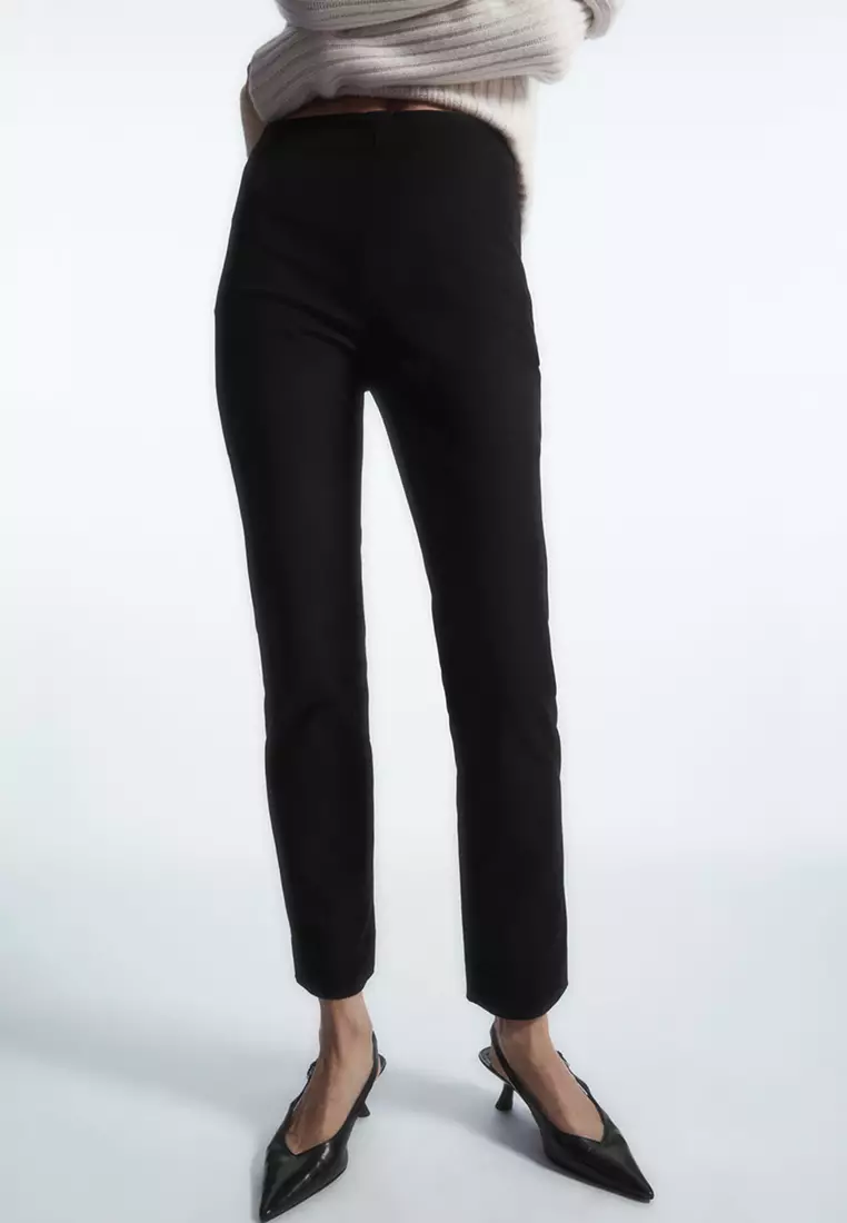 High Waist Cigarette Pants Women, Black Trousers Classic, Skinny