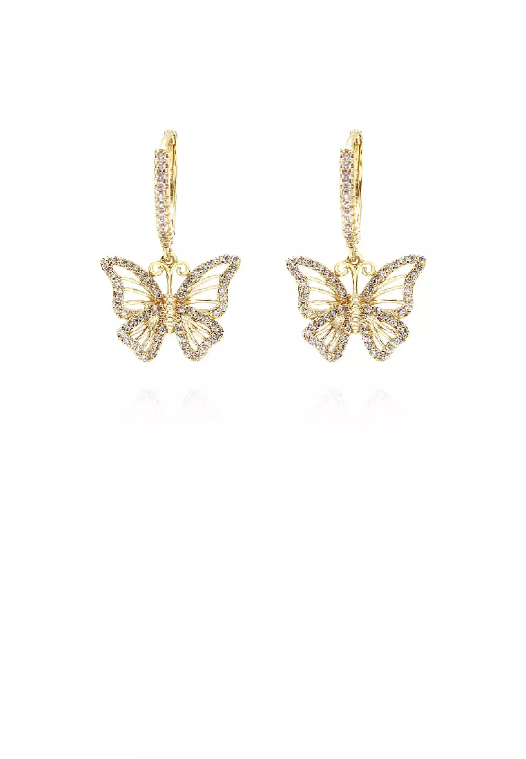 Gold butterfly cheap dangle earrings