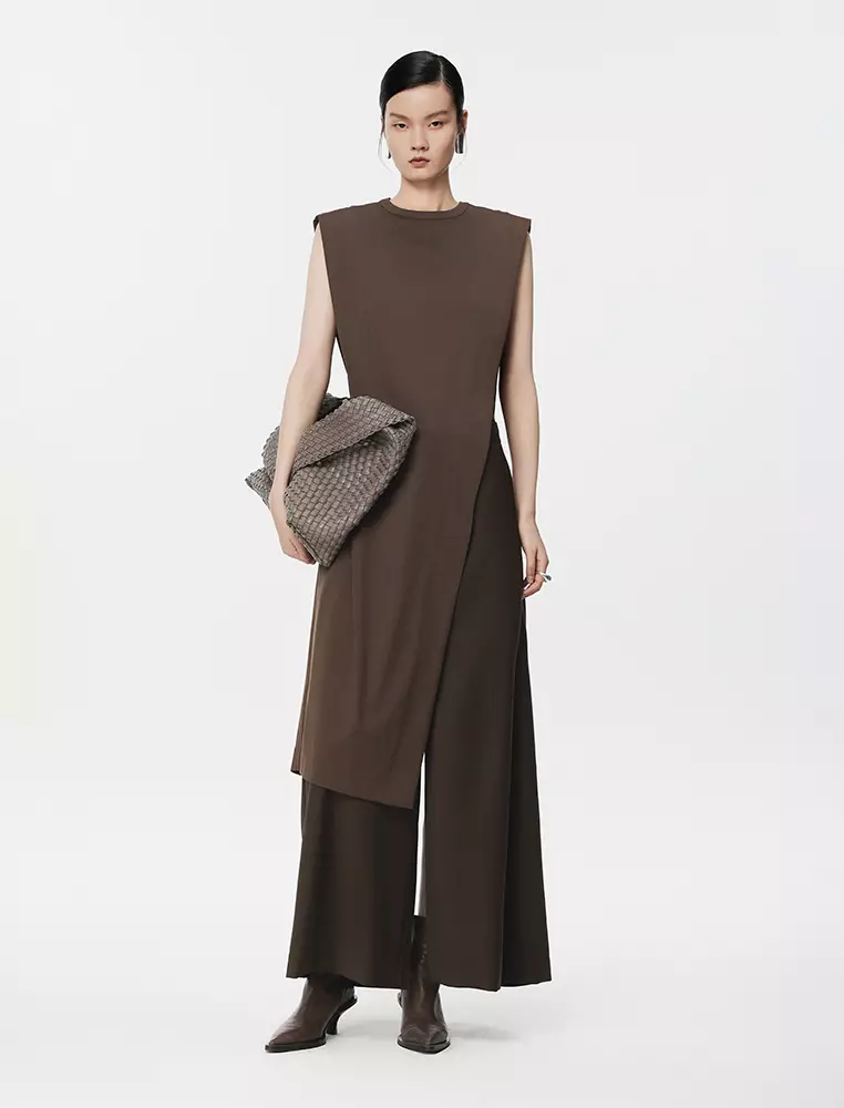 Jnby Round Neck Slit Sleeveless Dress