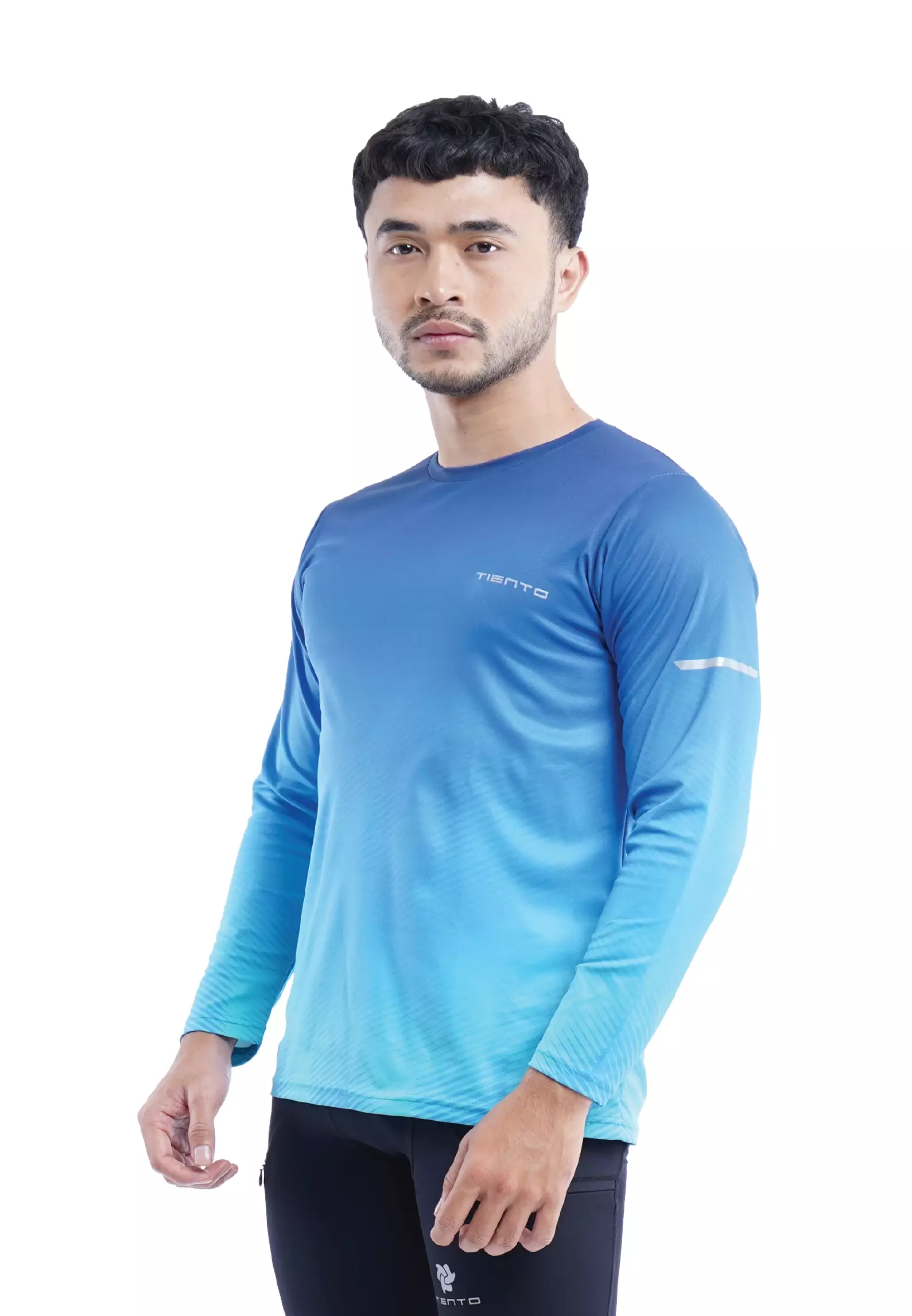 Tiento Jersey Running Anti UV Baju Olahraga Lari Pria Lengan Panjang Kaos Dryfit Long Sleeve Men Xceleration