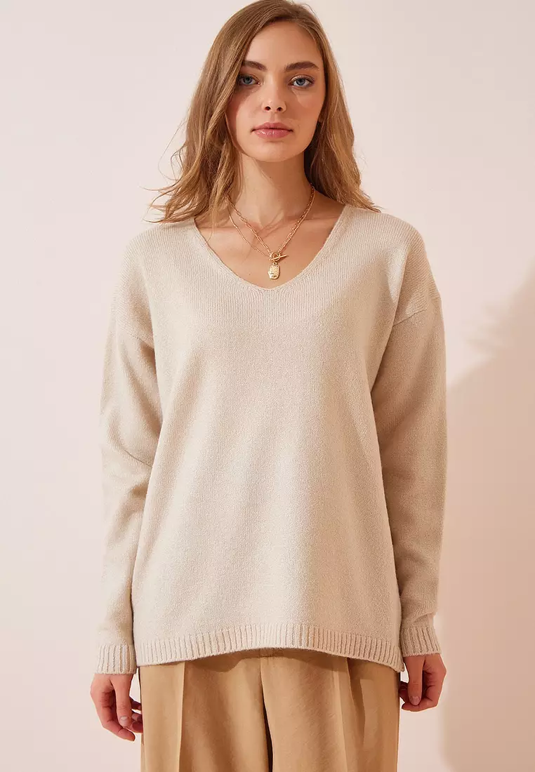 V-Neck Knitwear Sweater