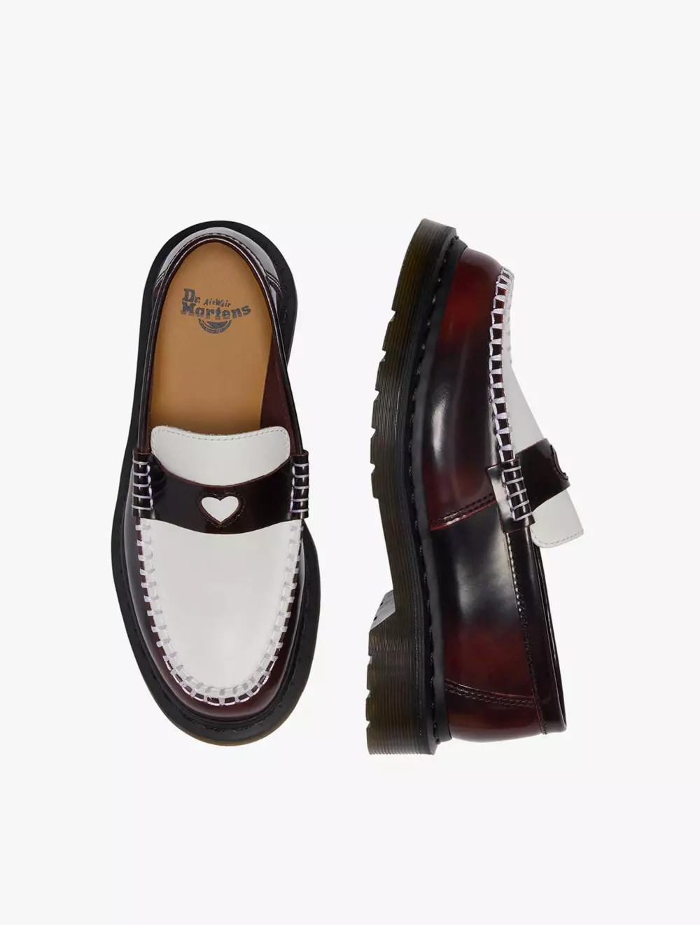 Dr. Martens Penton Heart Loafer Cherry Red White Arcadia Smooth
