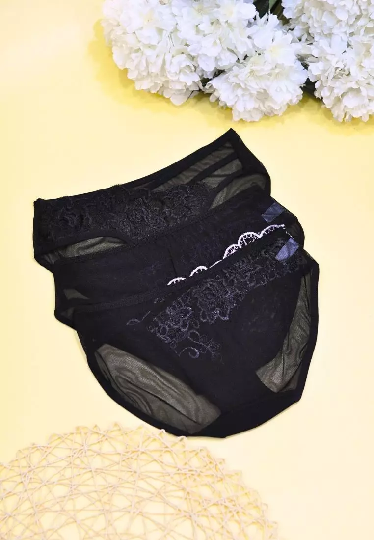 3 Pack Daphne Brief Sexy Lace Panties Bundle A