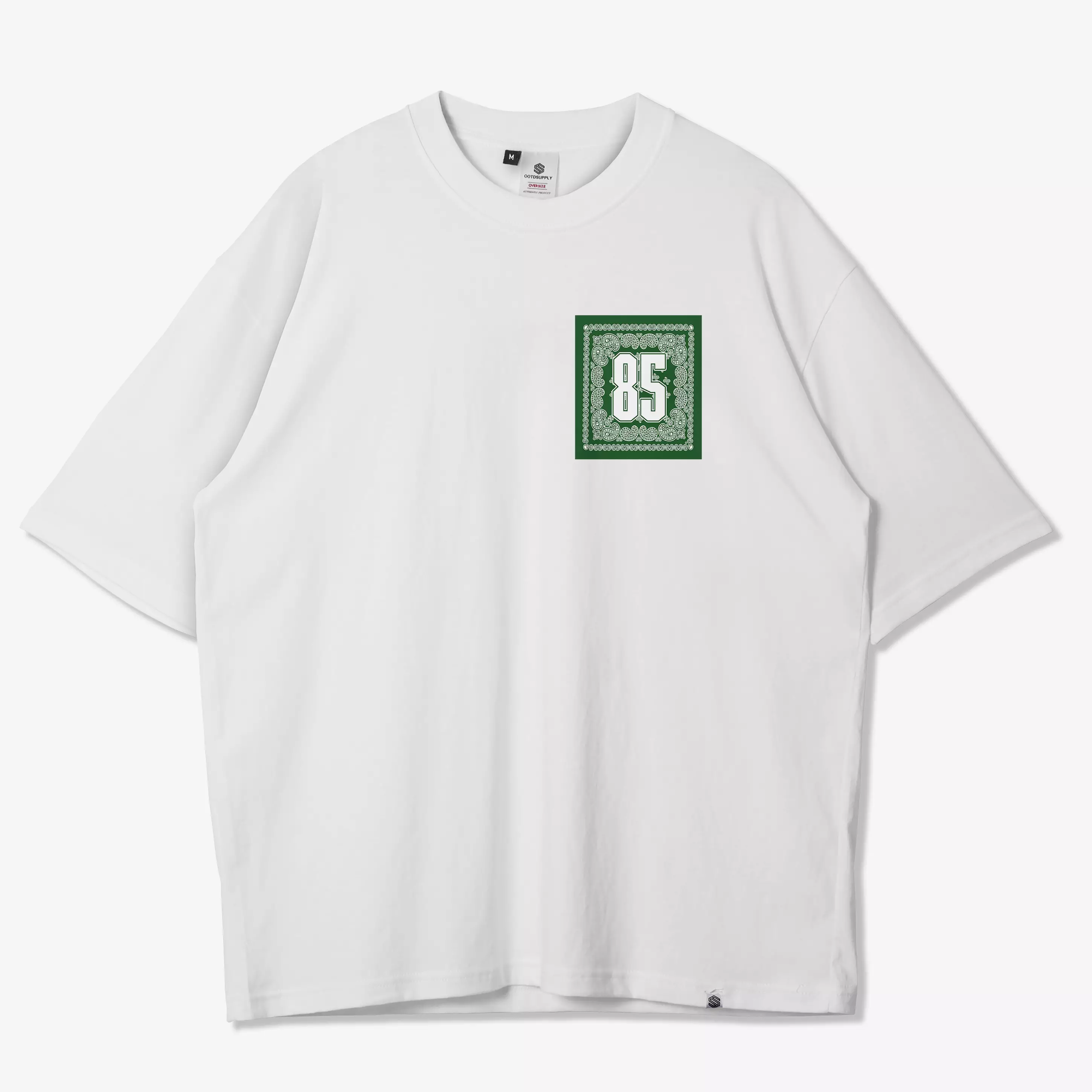 OOTDSUPPLY Oversized Tshirt Green Paisley White & Black l Kaos Oversize Pria dan Wanita OVZ144