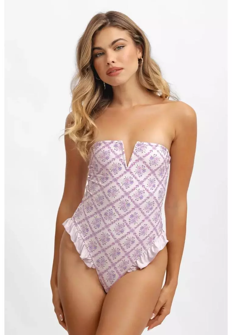 Lily Ruffled One Piece Swimsuit / Lavender Tea Final Sale