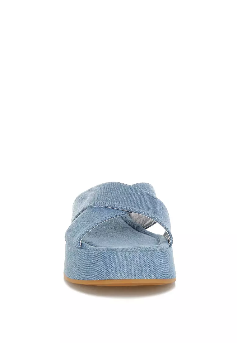 Denim Flatform Slip Ons