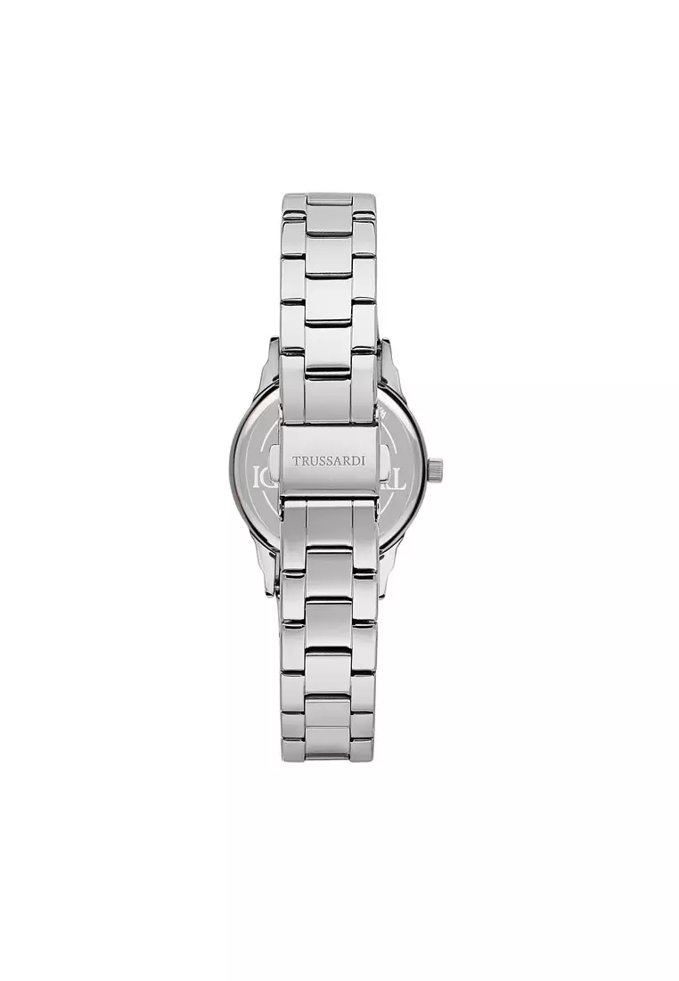【2 Years Warranty】Trussardi T-Bent 32mm White Silver Dial Ladies Quartz Watch R2453141509
