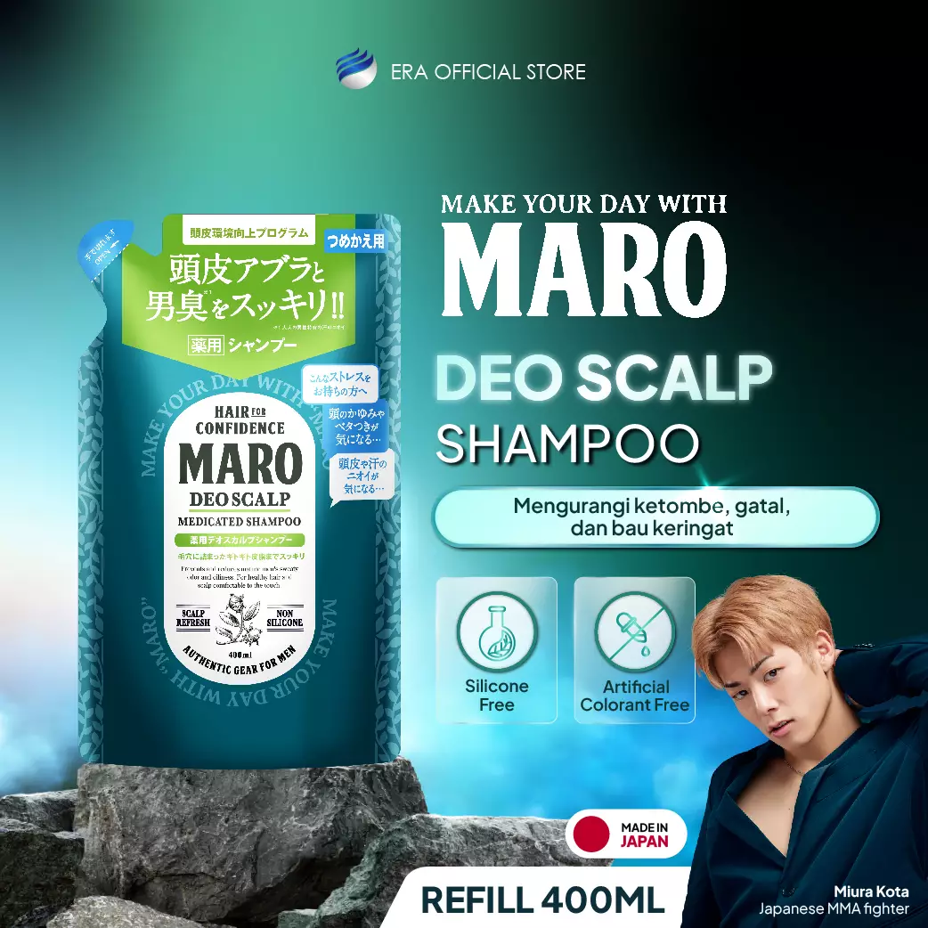 MARO Deo Scalp Shampoo REFILL 400ml - Shampoo Pria Untuk Rambut Ketombe, Gatal, Berminyak