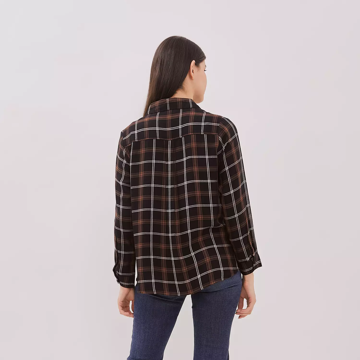 DUST Kemeja Kotak Rumika Hitam Comfease (D.116481)